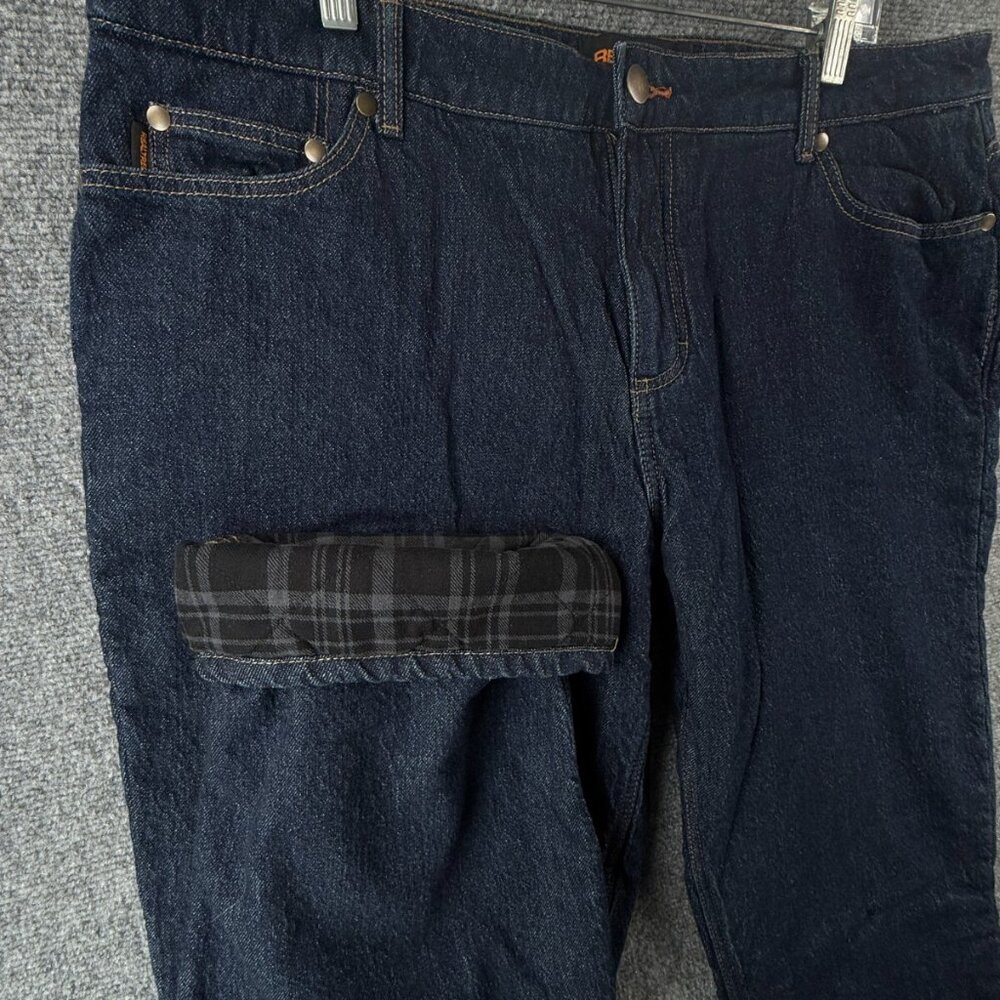 NWT Realtree Flannel Plaid Lined Jeans Dark Wash Blue Straight Leg ACTL